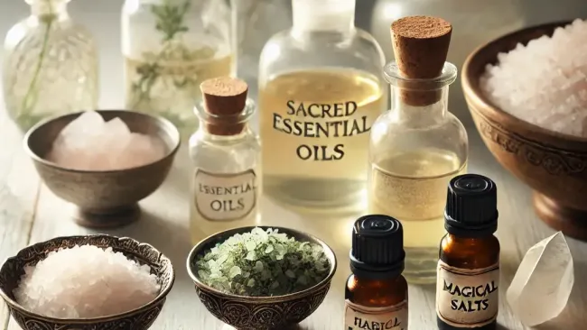 Huiles essentielles sacrées et potions au sel